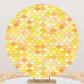 Lofaris Yellow With Orange Round Mermaid Birthday Party Backdrop